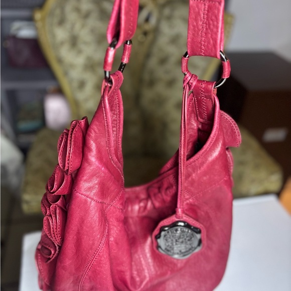 Vince Camuto Vintage Elegant Red Leather with flower side Women's Bag - Picture 11 of 14